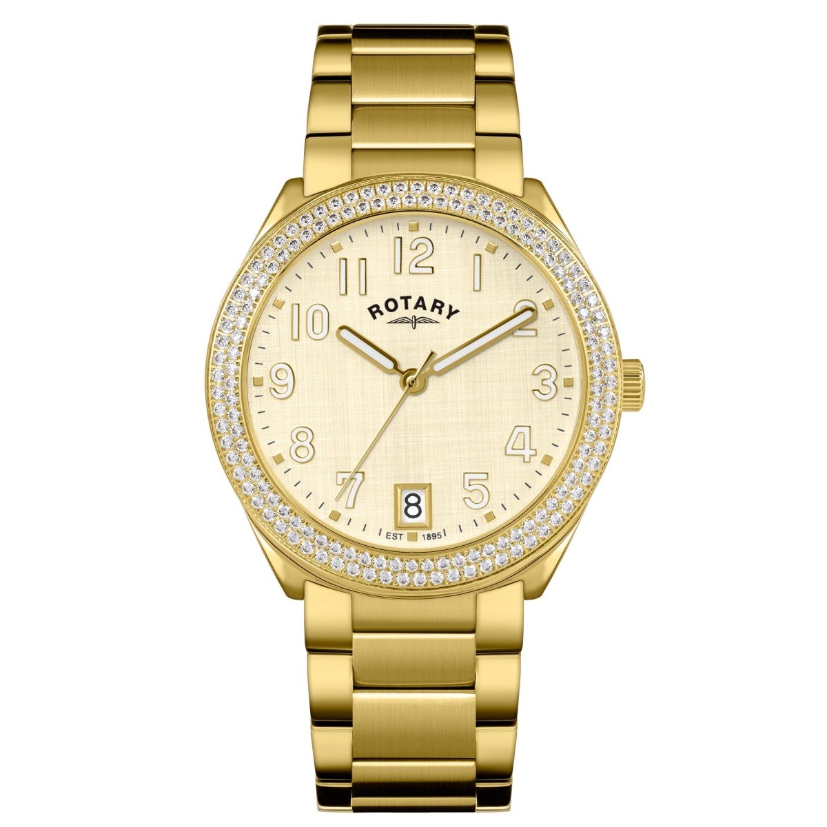 Rotary Brilliance Champagne Dial and Gold Steel Bracelet 35mm Women's Watch | RLB10028/03 | TIME Watches