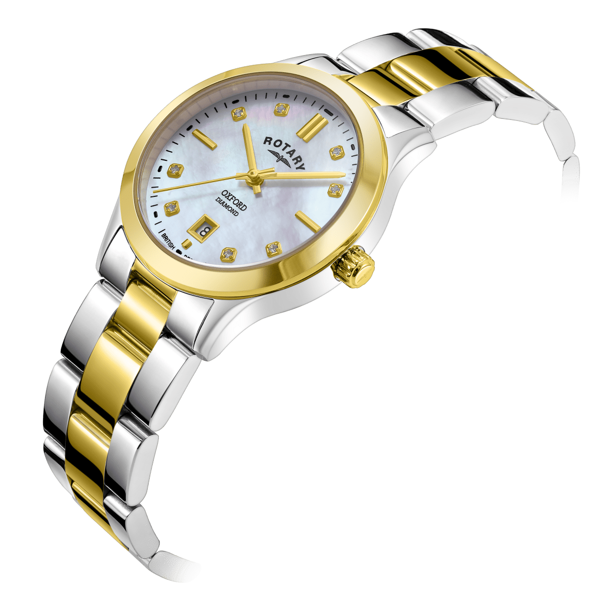 Rotary Contemporary Mother of Pearl Dial and Gold Steel Bracelet 30mm Women's Watch | LB05521/41/D | TIME Watches