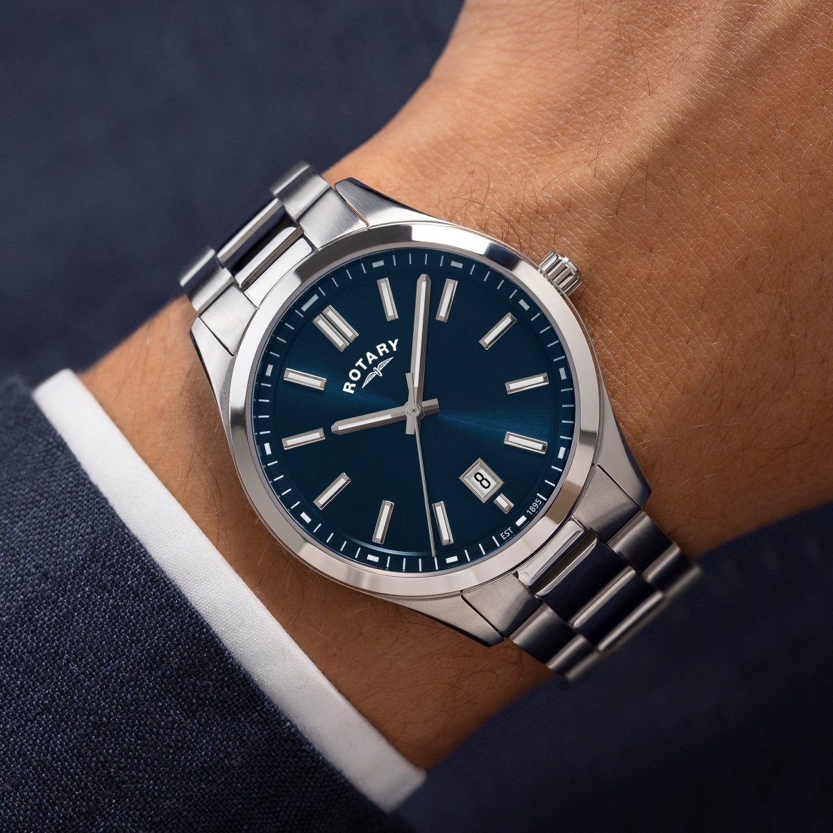 Rotary Heritage Gents Blue Dial and Steel Bracelet 40mm Men's Watch | GB05520/05 | TIME Watches