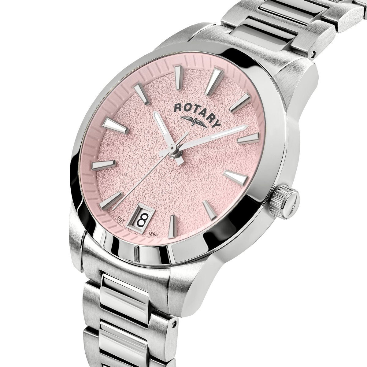 Rotary Heritage Ladies Pink Dial and Steel Bracelet 34mm Women's Watch | RLB10017/39 | TIME Watches
