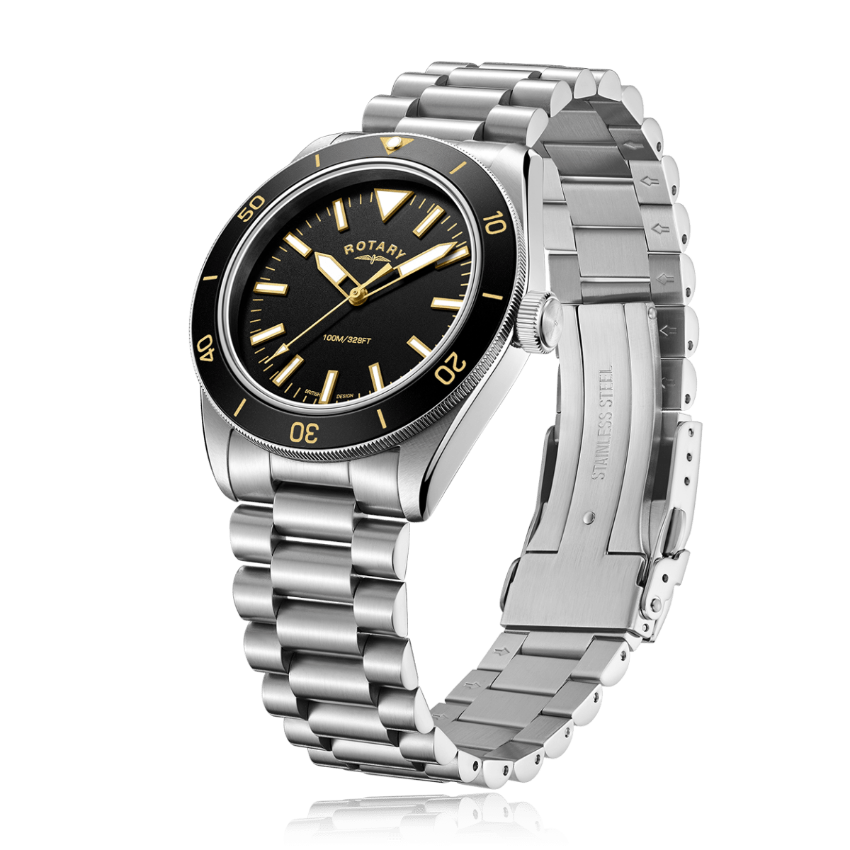 Rotary Heritage Sport Black Dial and Black Steel Bracelet 41mm Men's Watch | GB05660/04 | TIME Watches