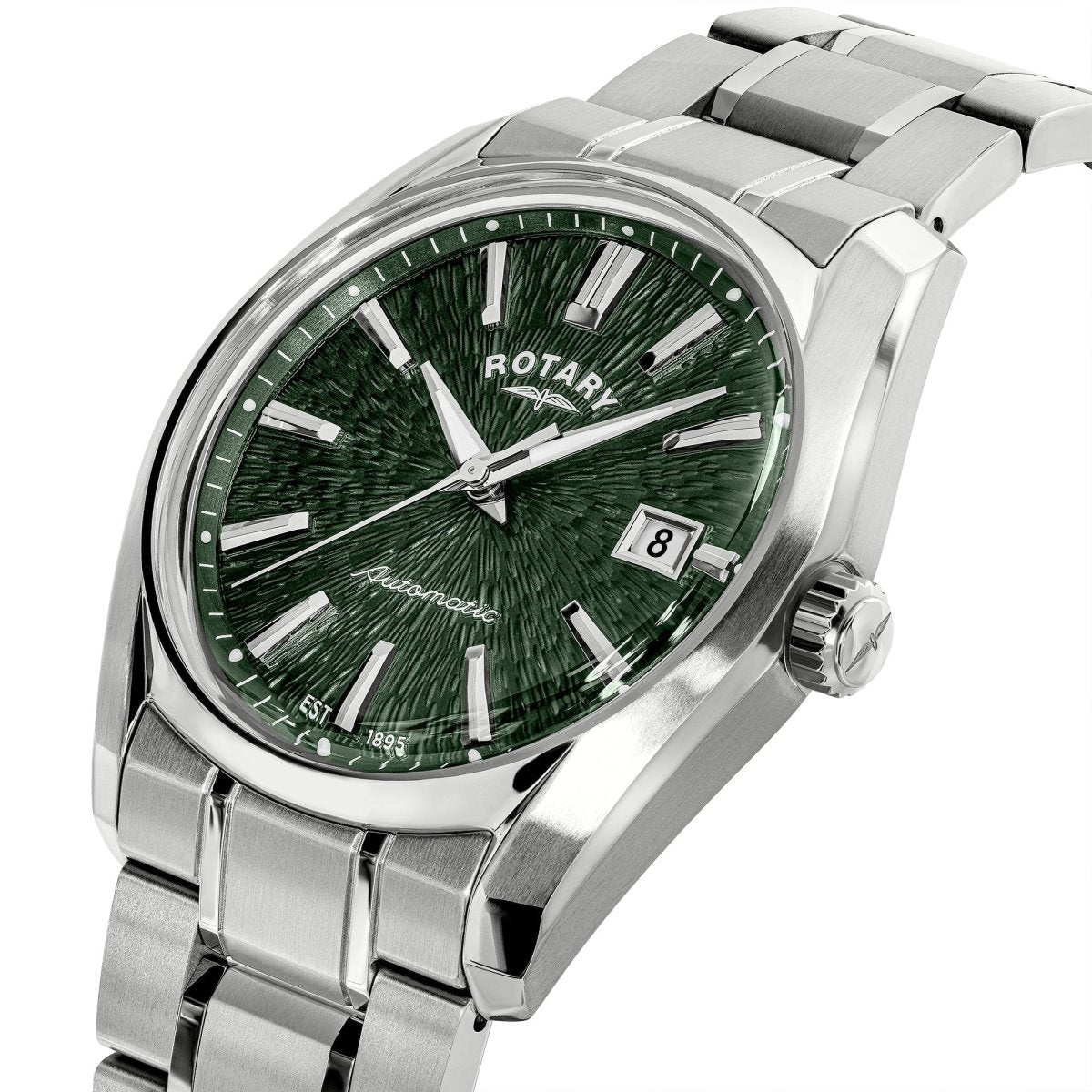 Rotary Lumen Green Dial and Steel Bracelet 40mm Men's Watch | RGB10011/24 | TIME Watches