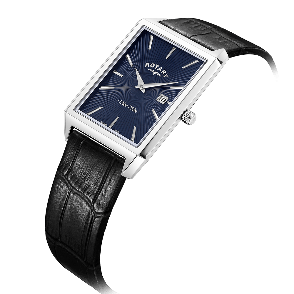 Rotary Ultra Slim Blue Dial and Black Leather Men's Watch | GS08020/05 | TIME Watches