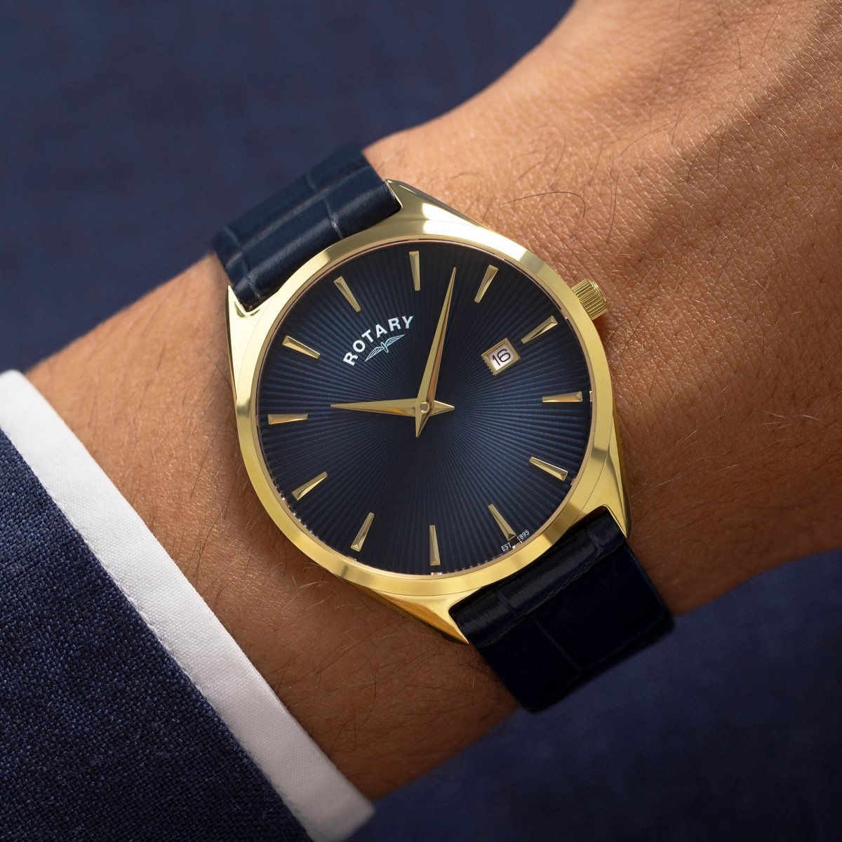 Rotary Ultra Slim Blue Dial and Blue Leather 38mm Men's Watch | GS08013/05 | TIME Watches