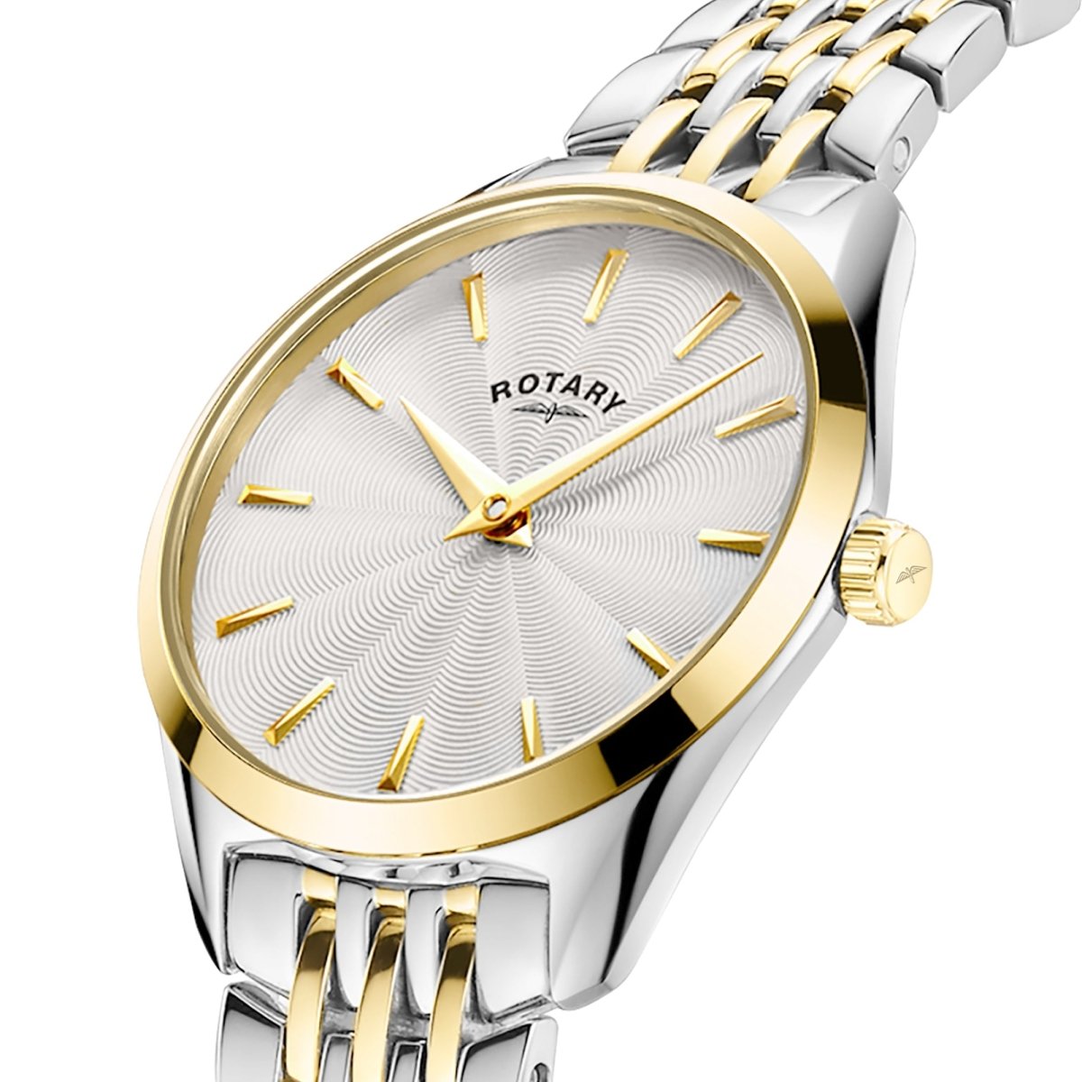 Rotary Ultra Slim Silver Dial and Gold Steel Bracelet 27mm Women's Watch | LB08011/02 | TIME Watches