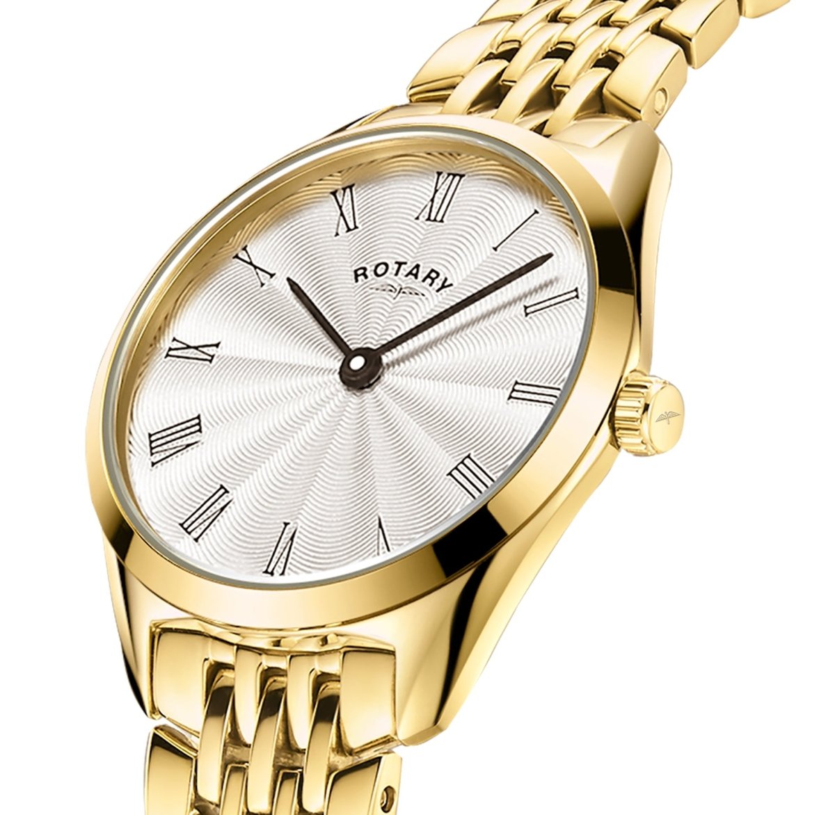 Rotary Ultra Slim Silver Dial and Gold Steel Bracelet 27mm Women's Watch | LB08013/01 | TIME Watches