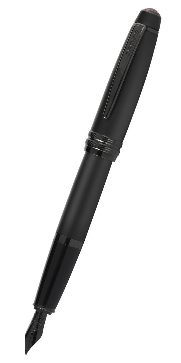 CROSS Bailey Matte Black Lacquer Stainless Steel Medium Nib Fountain Pen | AT0456-19MJ