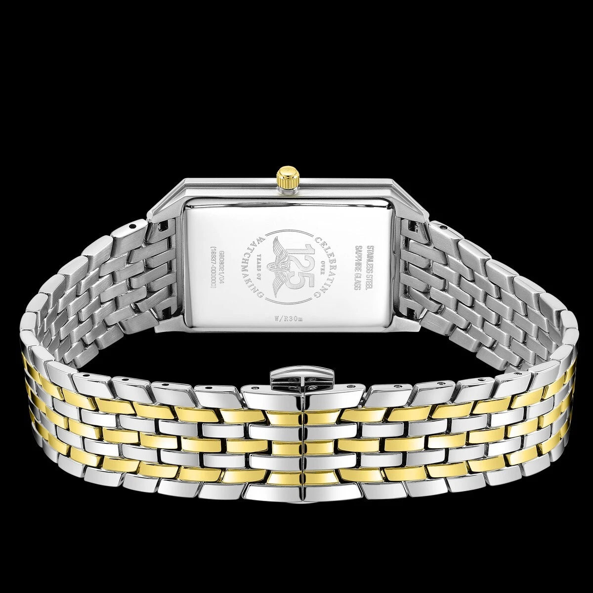 Rotary Ultra Slim Black Dial Two Tone Stainless Steel Men's Watch | GB08021/04