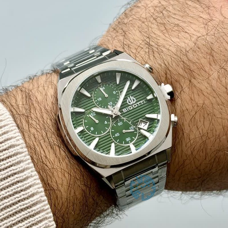 Bigotti Green Dial Calendar Stainless Steel Men’s Watch | BG.1.10583-4