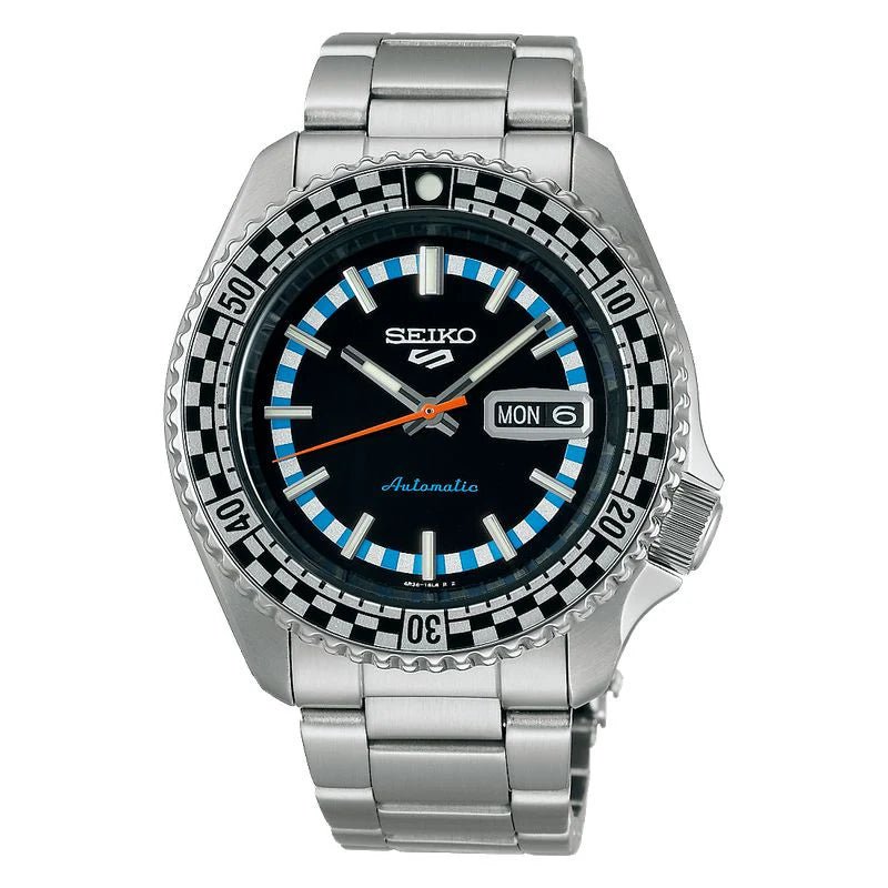 Seiko 5 Sports Black & White ‘Checker Flag’ Special Edition Men's Watch | SRPK67K1 | Time Watch Specialists