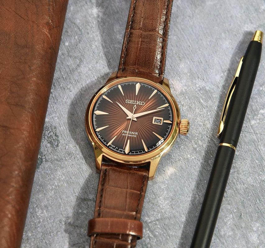 Seiko Presage Cocktail Time Brown Leather Strap Men's Dress Watch | SRPB46J1 | Time Watch Specialists