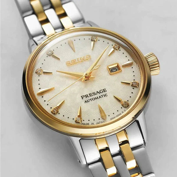 Seiko Presage Cocktail Time 'WHITE LADY' Automatic Dimond Twist Woman's Watch | SRE010J1