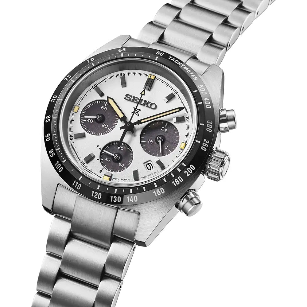 Seiko Prospex Speedtimer Black & Silver Stainless Steel 44mm Men's Watch | SSC961P1 | TIME Watches