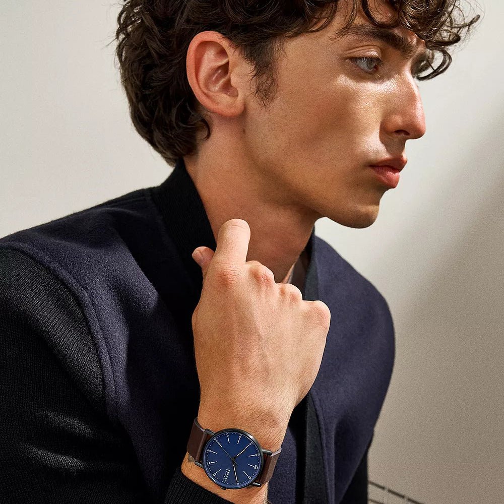 Skagen Signatur Blue Dial and Black Mesh Bracelet 40mm Men's Watch | SKW6933SET | TIME Watches