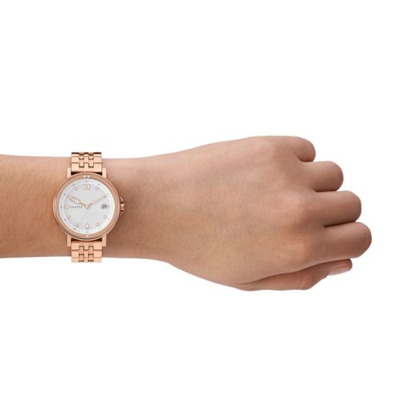Skagen Signatur Lille Sport Three-Hand Rose Gold Stainless Steel Woman's Watch | SKW3136
