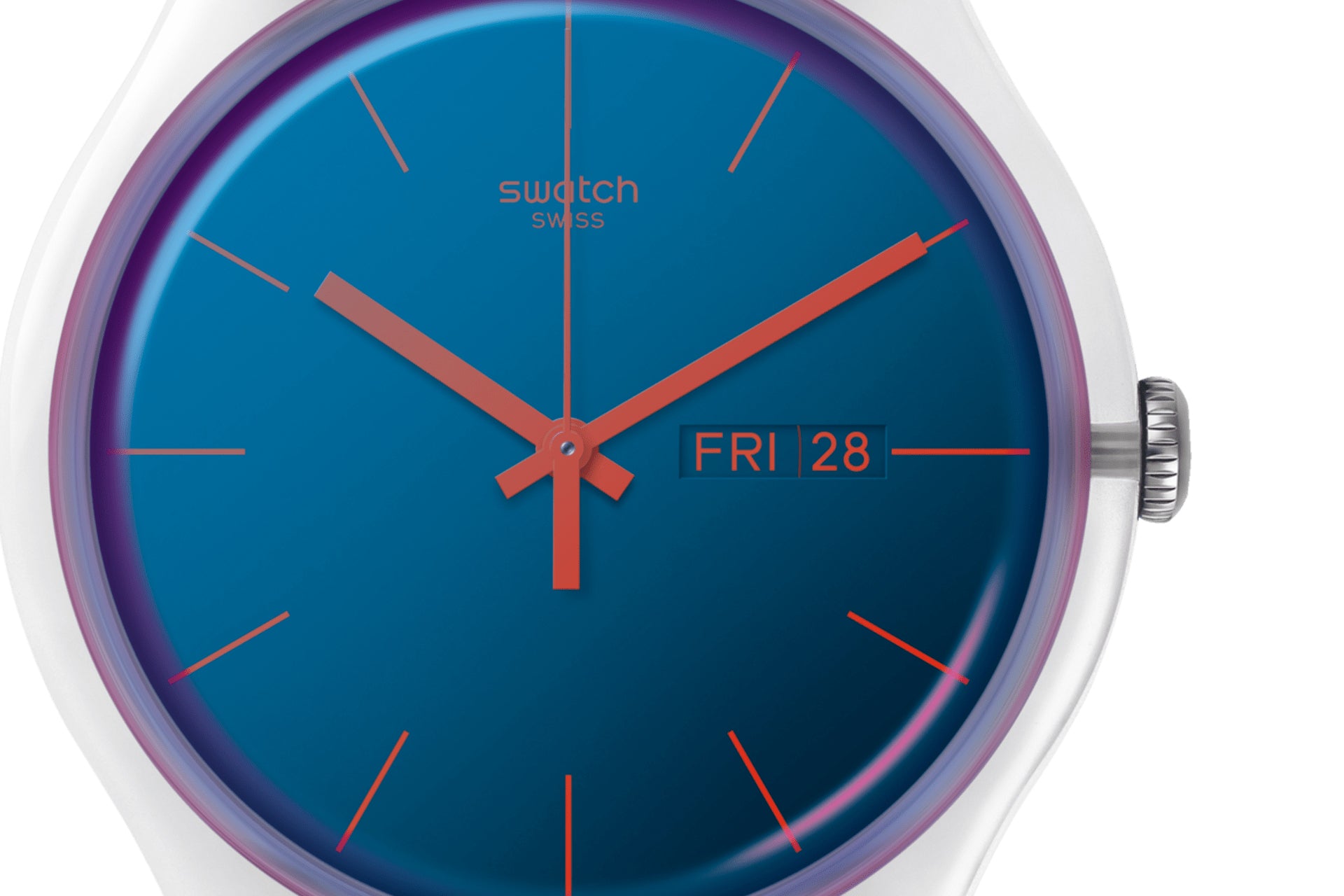 Swatch Polablue Blue Dial Transparent Case Blue Strap Unisex Watch | SO29K702
