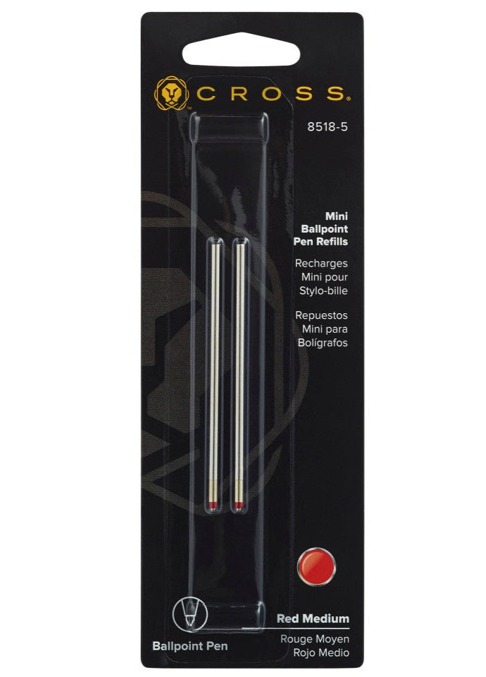 CROSS Mini Ballpoint Pen Refill - Red - Medium - Dual Pack | 8518-5
