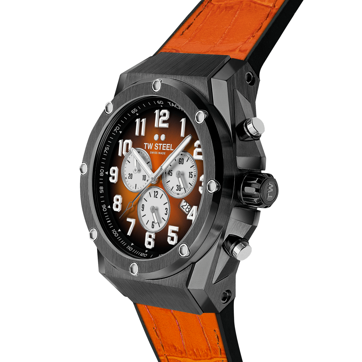 TW Steel Ace Genesis Orange Dial and Black Leather Strap 44mm Limited Edition Men's Watch | ACE133 | TIME Watches