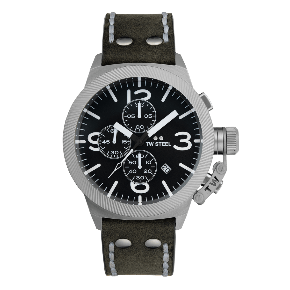 TW Steel Canteen Dark Grey Dial and Dark Grey Leather Strap 45mm Men's Watch | CS105 | TIME Watches