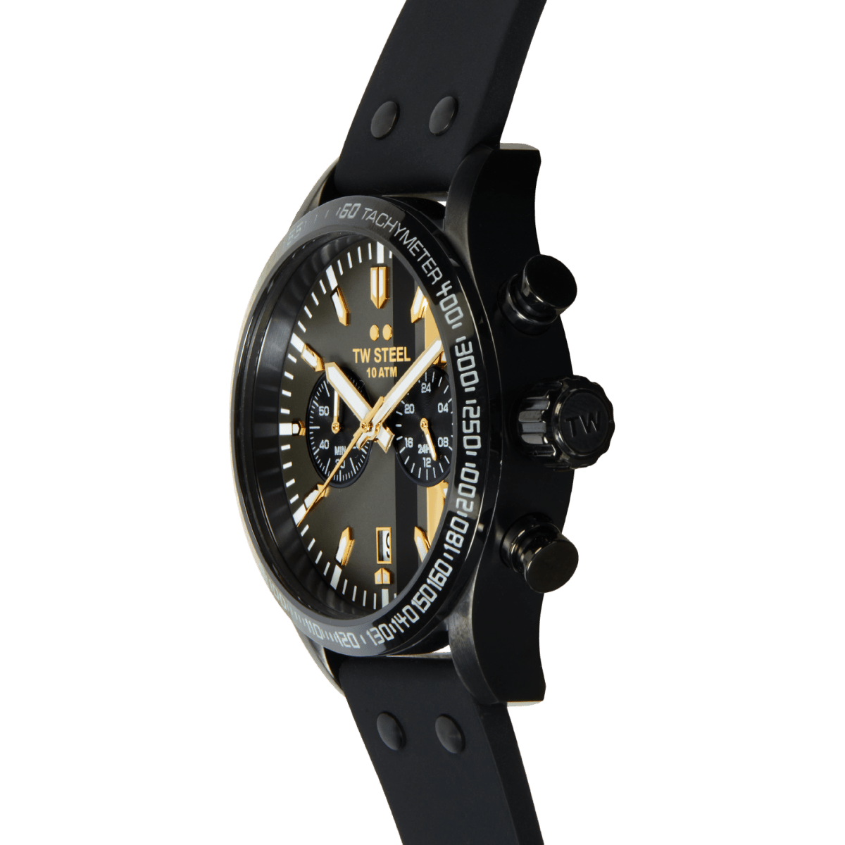 TW Steel Volante Black Dial and Black Rubber Strap 45mm Men's Watch | VS122 | TIME Watches