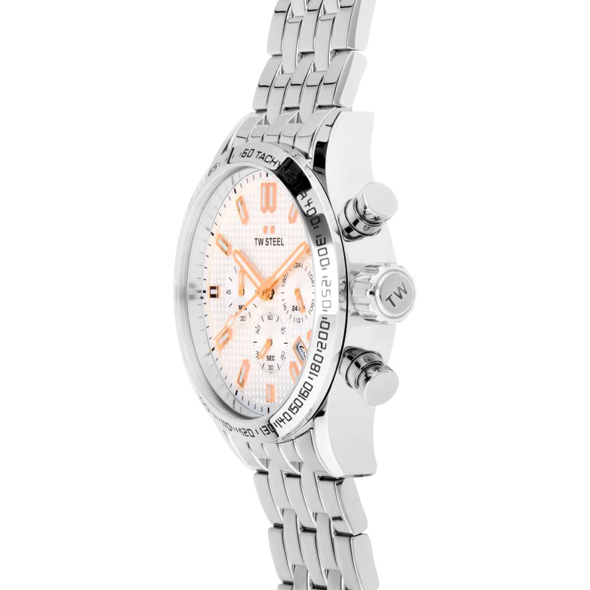 TW Steel Volante Black Dial and Silver Steel Bracelet Strap 45mm Men's Watch | VB1 | TIME Watches