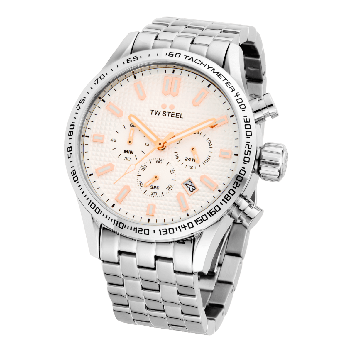 TW Steel Volante Black Dial and Silver Steel Bracelet Strap 45mm Men's Watch | VB1 | TIME Watches