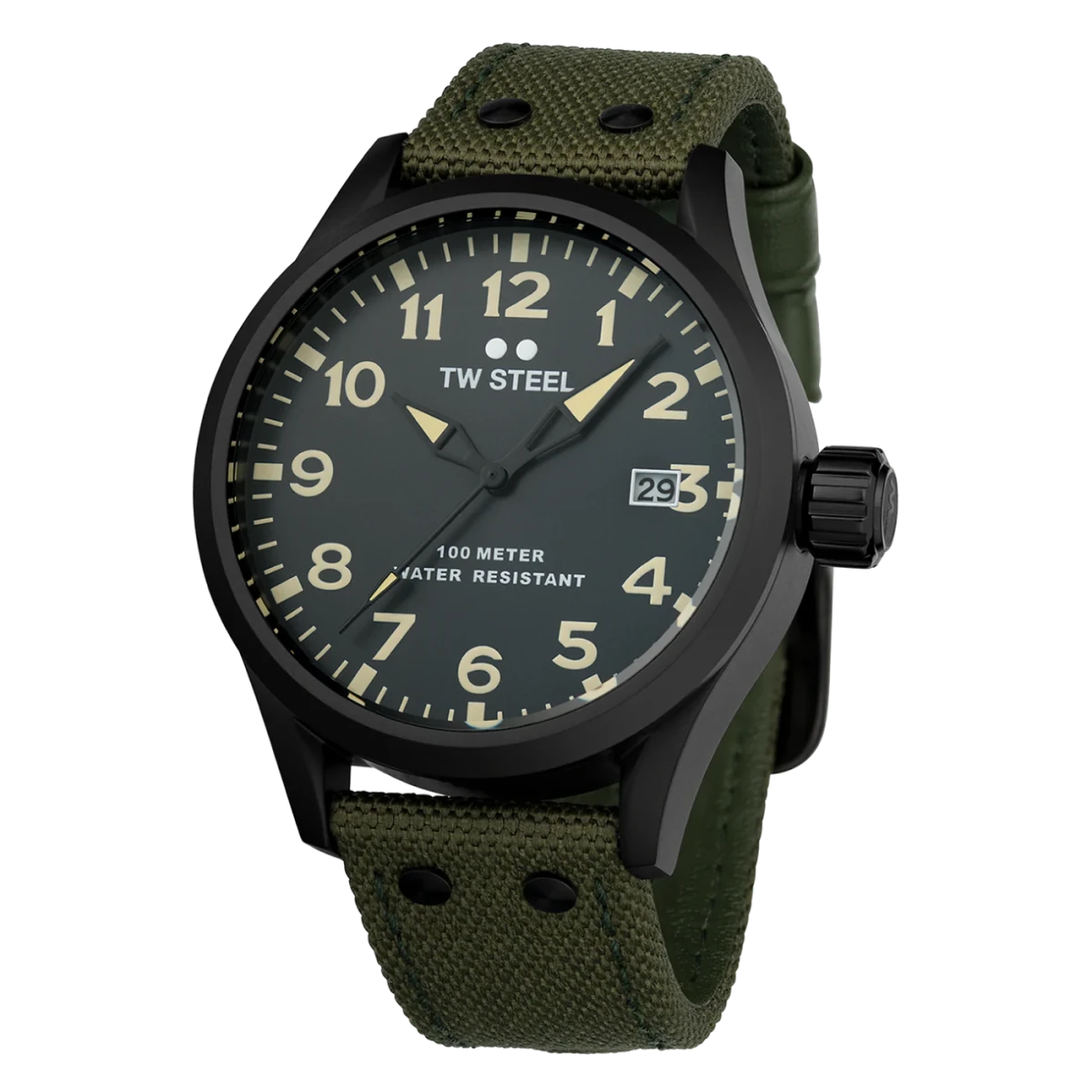 TW Steel Volante Dark Grey Dial and Dark Green Leather Strap 45mm Men's Watch | VS102 | TIME Watches