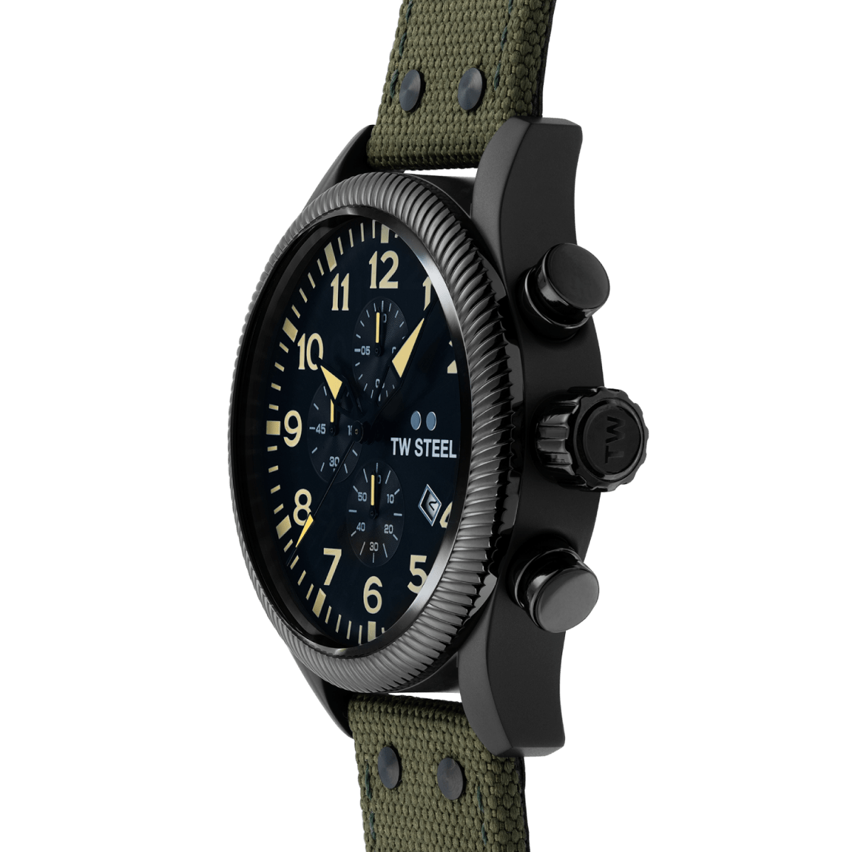 TW Steel Volante Dark Grey Dial and Dark Green Leather Strap 48mm Men's Watch | VS112 | TIME Watches