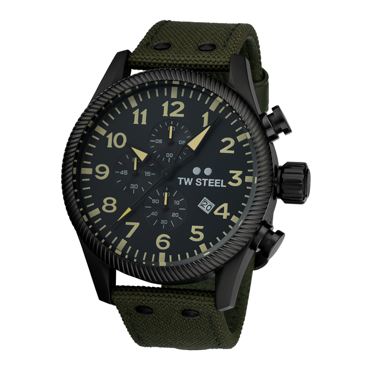TW Steel Volante Dark Grey Dial and Dark Green Leather Strap 48mm Men's Watch | VS112 | TIME Watches