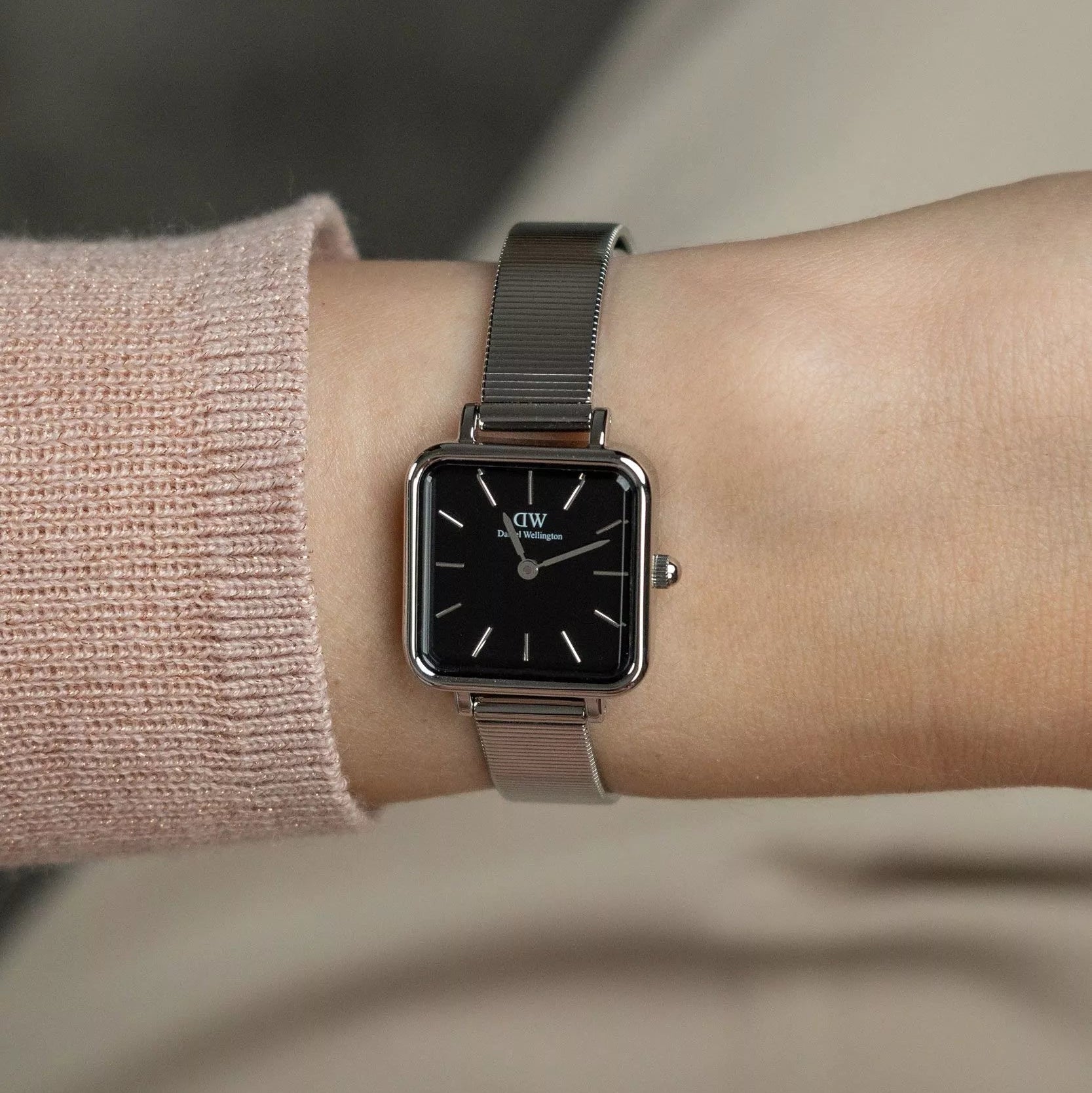 Daniel Wellington Quadro Studio Silver Black dial Women's Watch | DW00100522