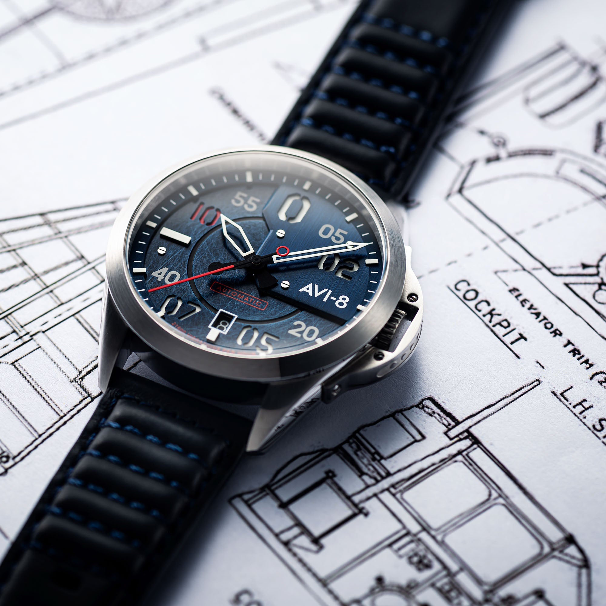 AVI-8 P-51 Mustang Hitchcock Automatic Cooperstown Men's Watch | AV-4086-02