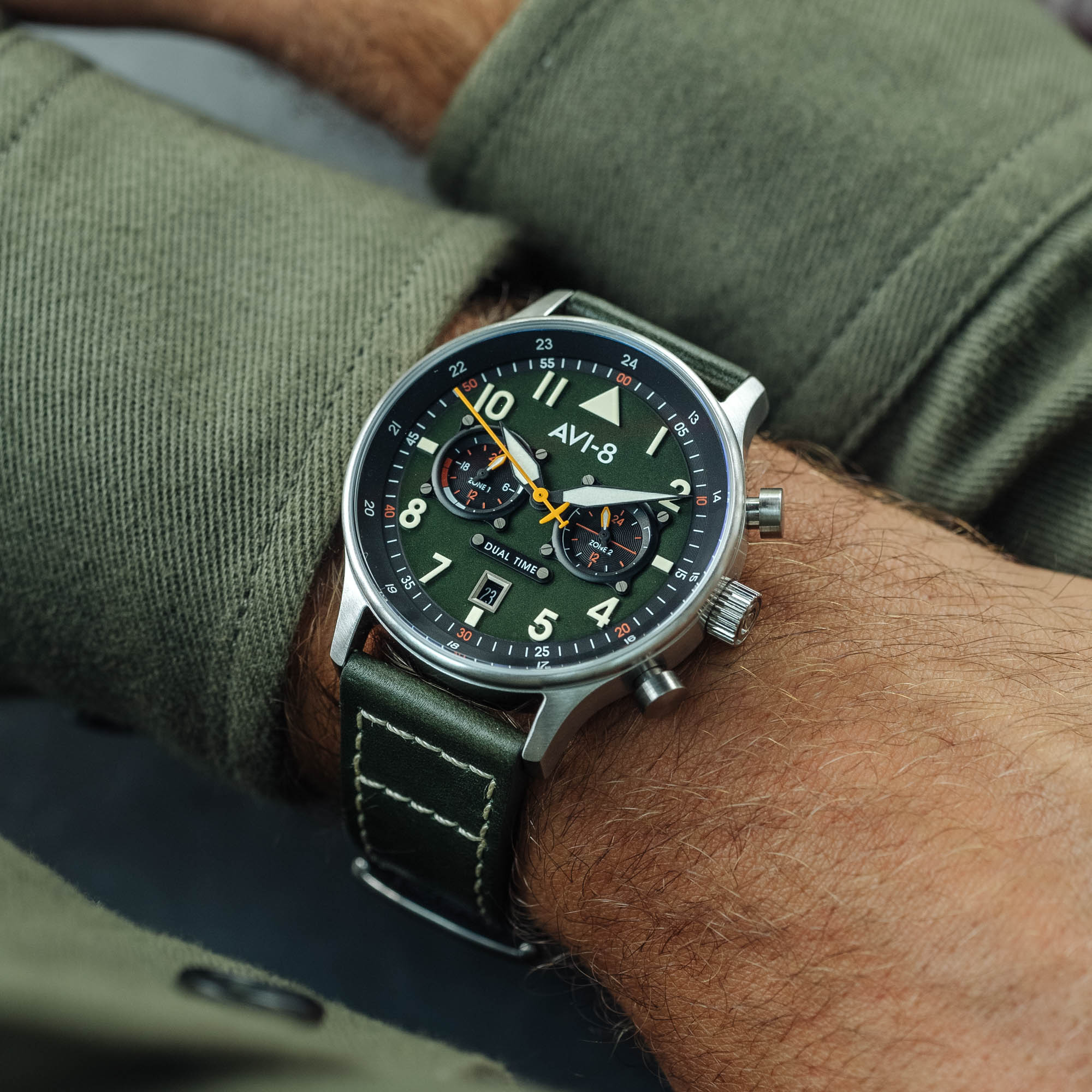 AVI-8 Hawker Hurricane Carey Dual Time Merville Men's Watch | AV-4088-02