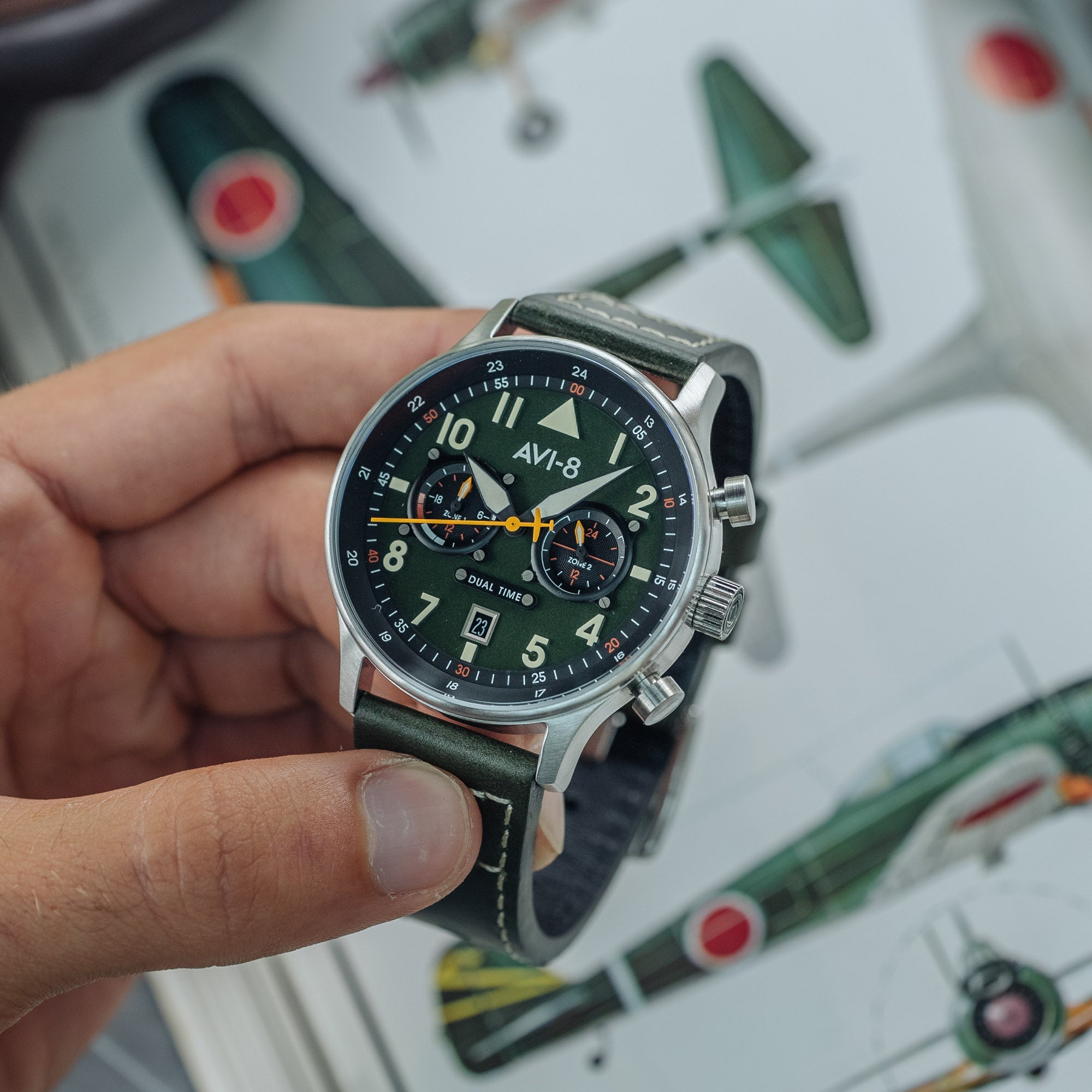 AVI-8 Hawker Hurricane Carey Dual Time Merville Men's Watch | AV-4088-02