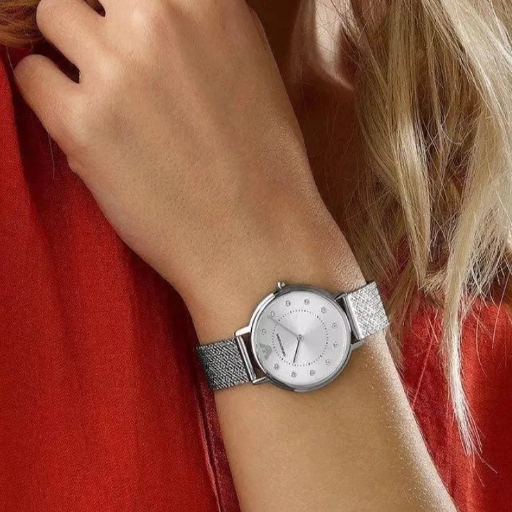 Armani Kappa Silver Round Stainless Steel Women's Watch | AR11128 | Time Watch Specialists