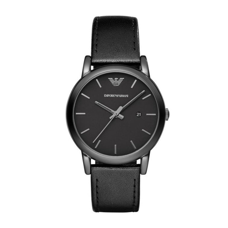 Armani Luigi Black Round Leather Men's Watch | AR1732 | Time Watch Specialists