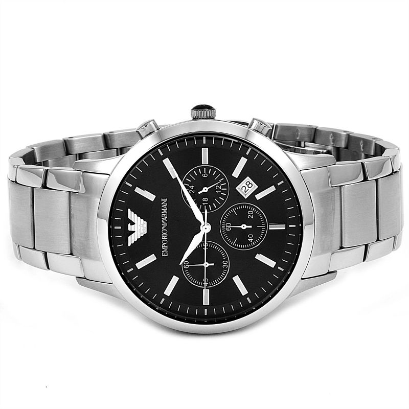 Armani Renato Silver Round Stainless Steel Men's Watch - AR2434 | Time Watch Specialists