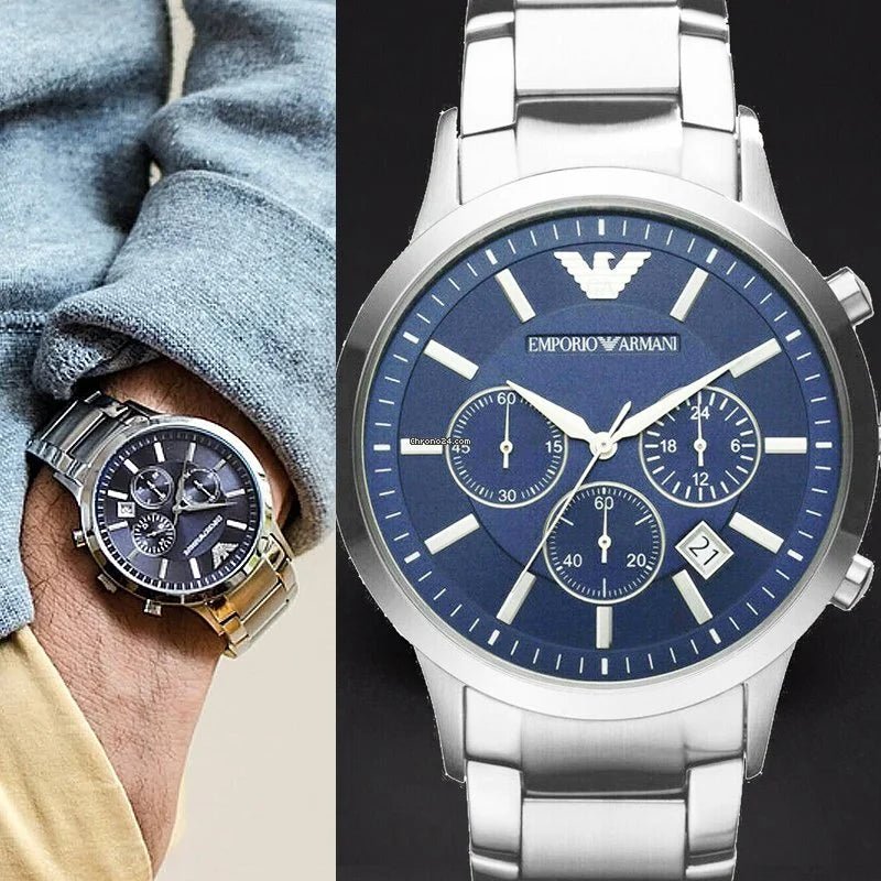 Armani Renato Silver Round Stainless Steel Men's Watch - AR2448 | Time Watch Specialists