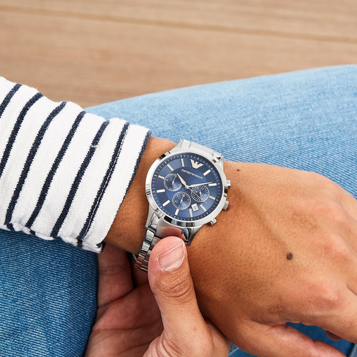 Armani Renato Silver Round Stainless Steel Men's Watch - AR2448 | Time Watch Specialists