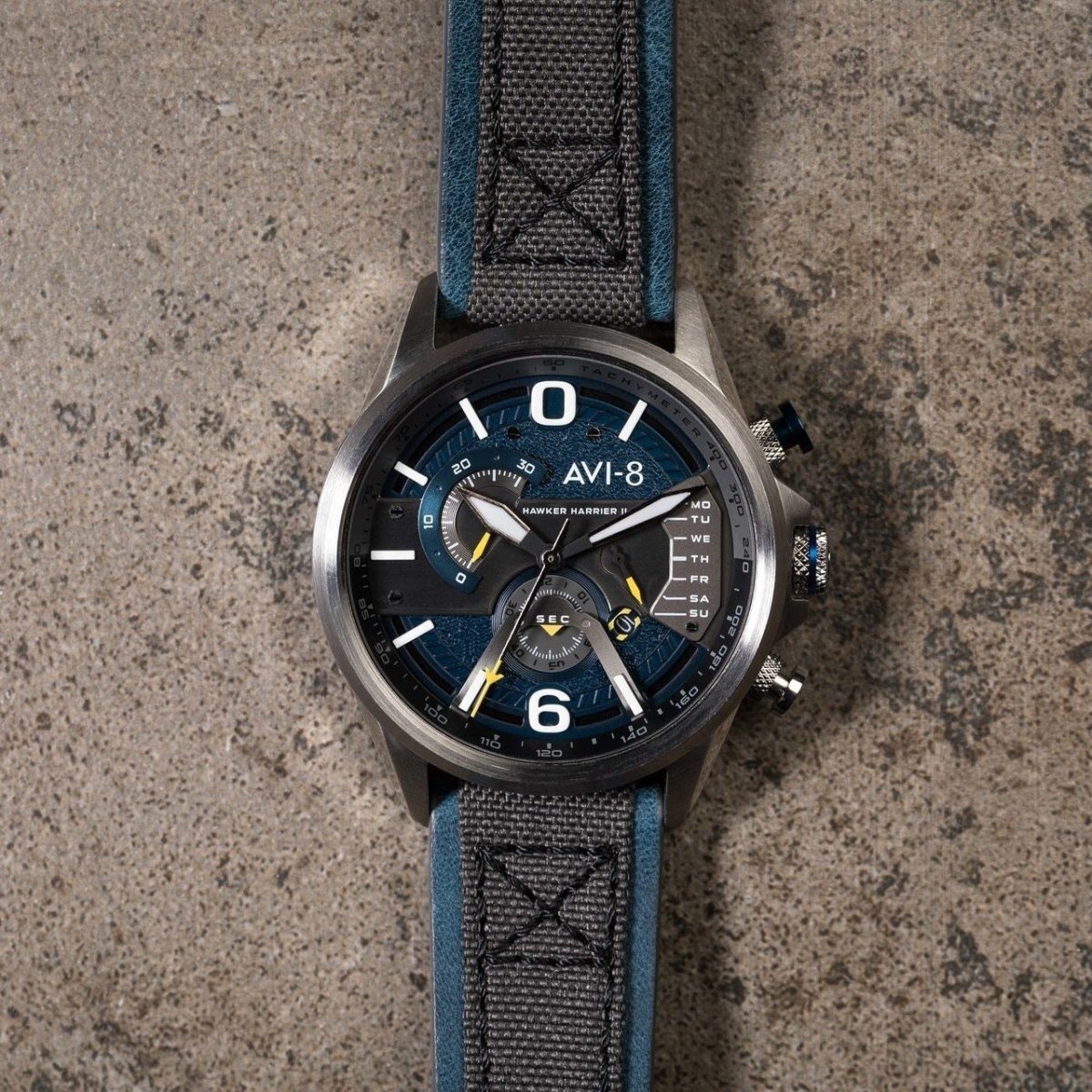 AVI-8 Hawker Harrier II AV-4056-01 Silver Blue | Time Watch Specialists