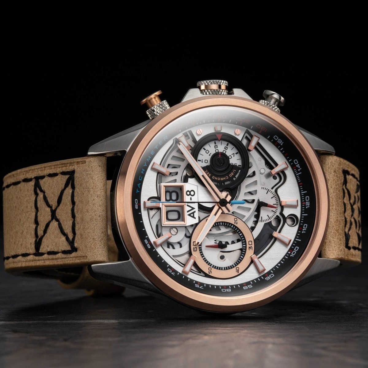 AVI-8 Hawker Harrier II Matador Chronograph Silver Brown | Time Watch Specialists