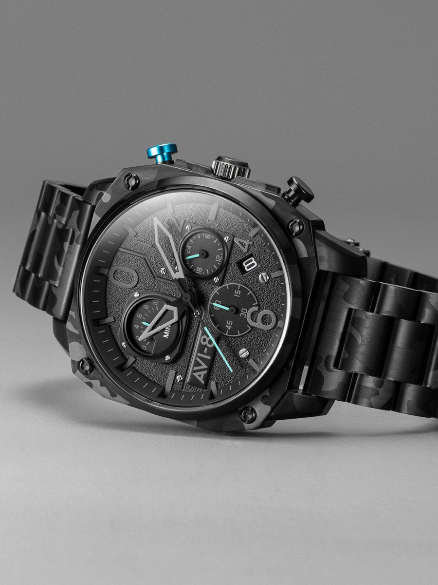 AVI-8 Hawker Hunter Retrograde Chronograph Night Camo Men's Watch | AV-4052-11 | Time Watch Specialists