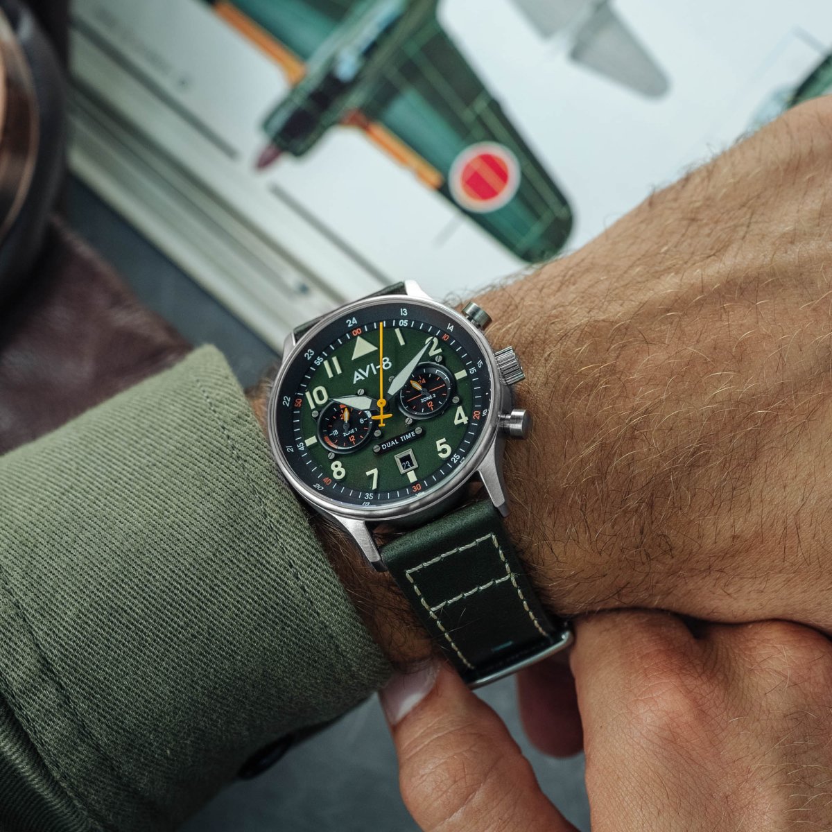 AVI - 8 Hawker Hurricane Carey Dual Time Merville Men's Watch | AV - 4088 - 02 | TIME Watches