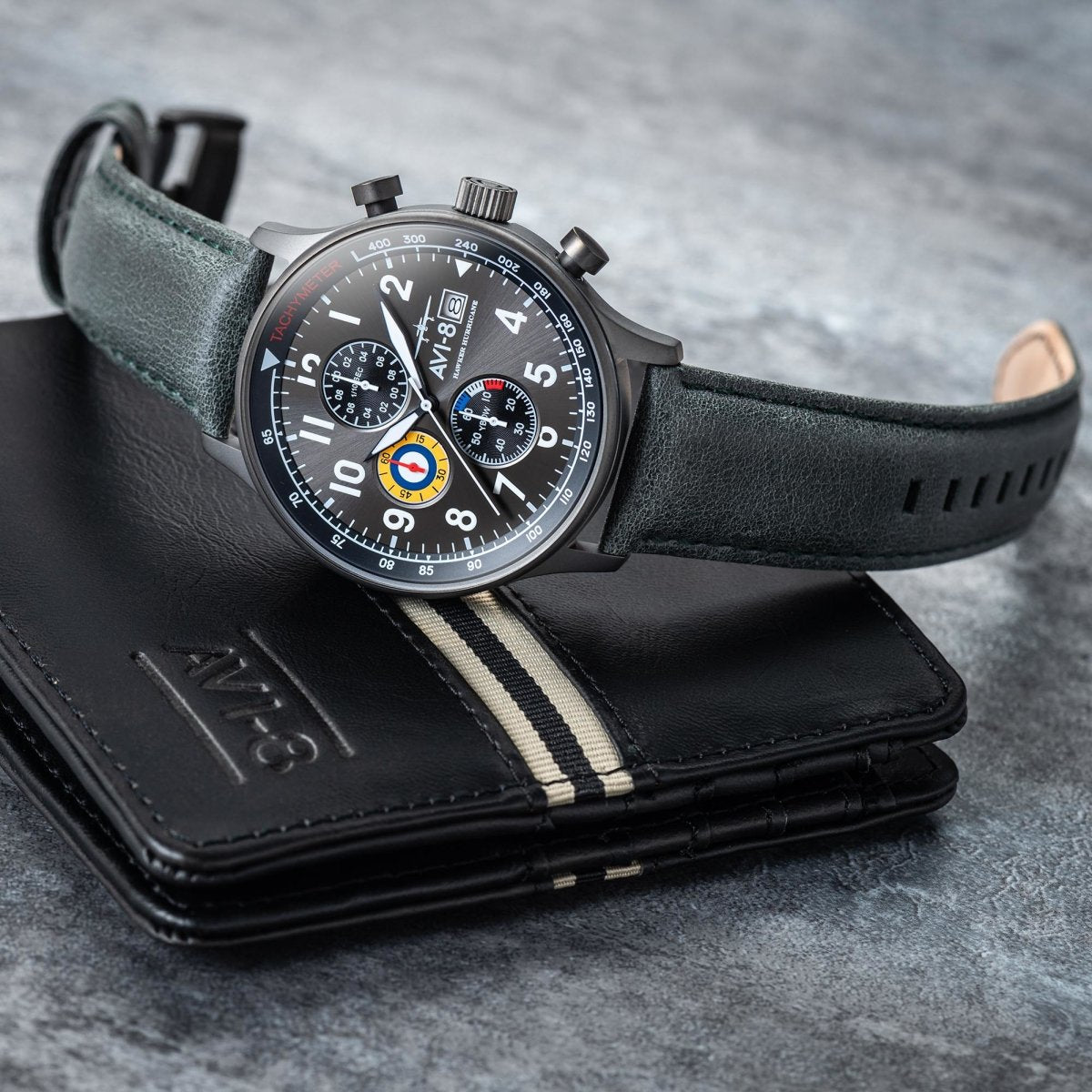 AVI-8 Hawker Hurricane Classic Chrono Military Green | Time Watch Specialists