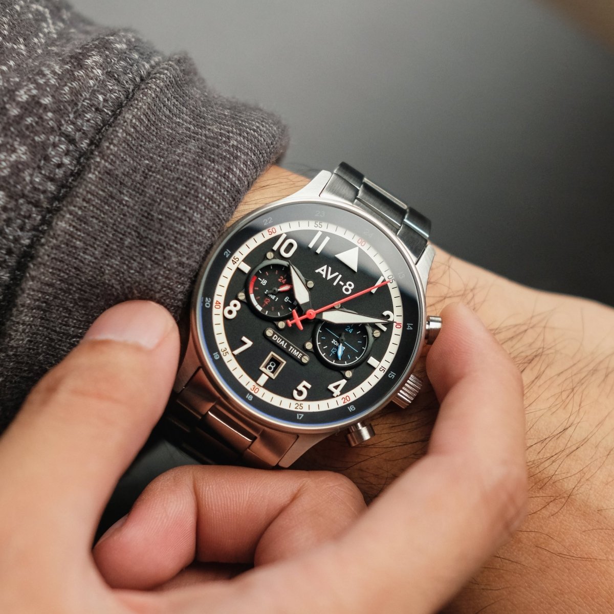 AVI-8 Hawker Hurricane Rangoon Carey Dual Time Men's Watch | AV-4088-11 | Time Watch Specialists