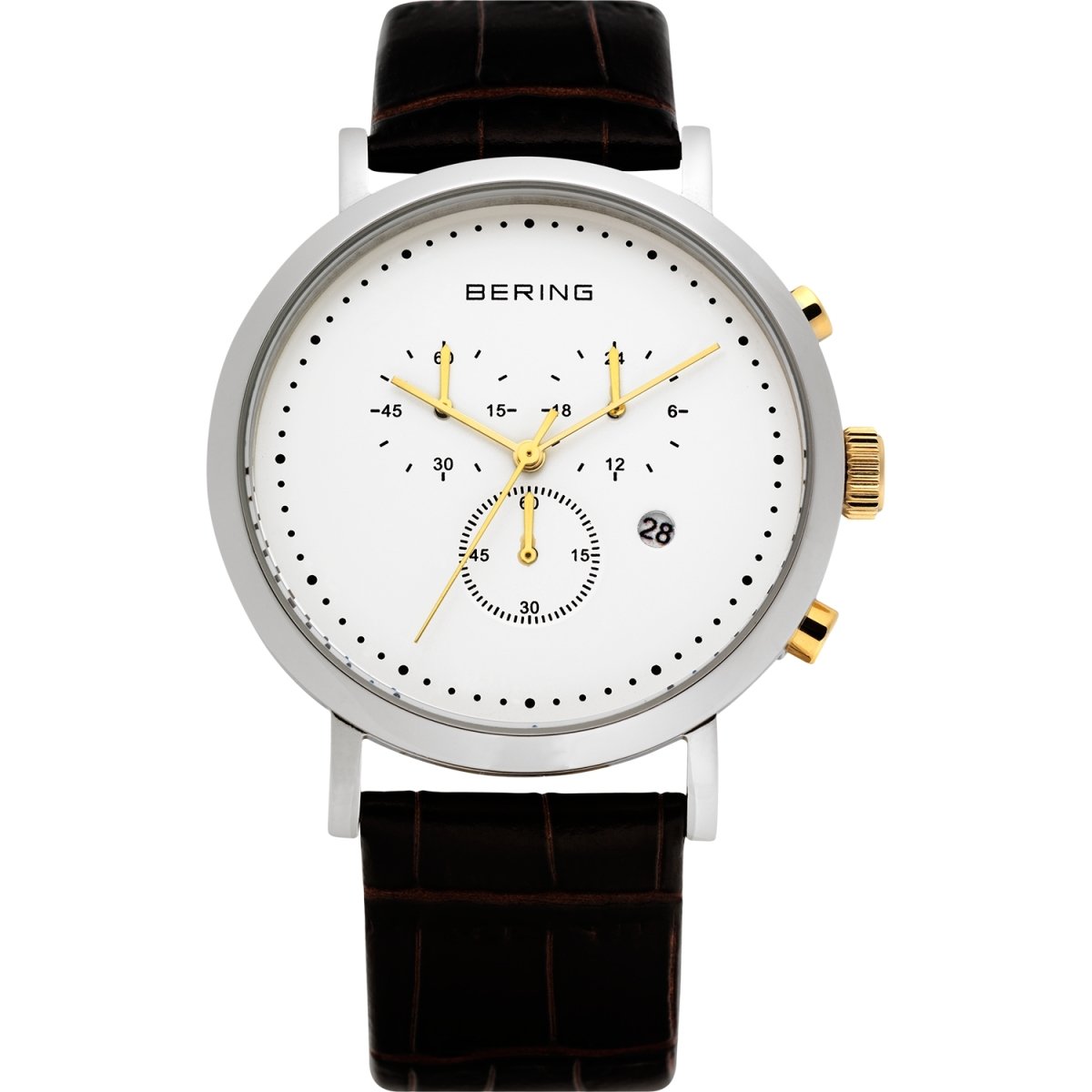 BERING Gents Steel Chrono Leather 10540-534 | Time Watch Specialists