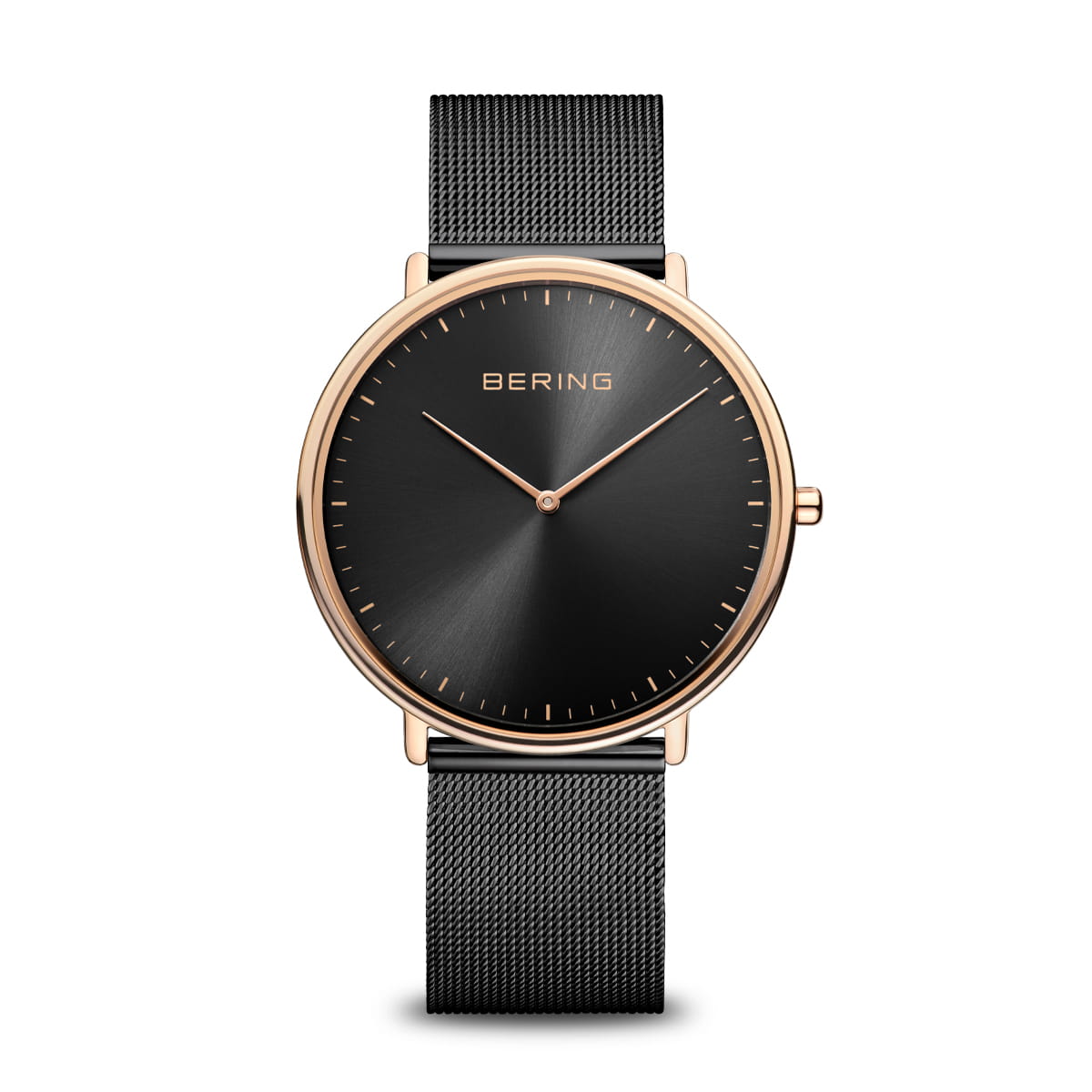 BERING Ultra Slim Black Dial Black Mesh 39mm Men's Watch | 15739 - 166 | TIME Watches