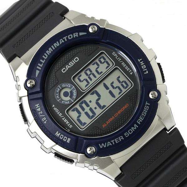 CASIO Black/Blue Resin Strap Unisex Watch | W - 216H - 2A | TIME Watches