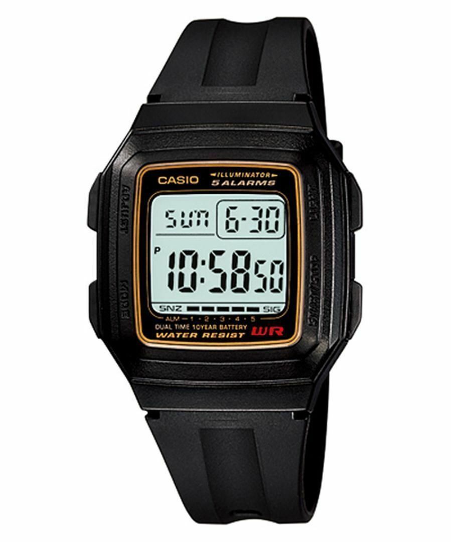 Casio Digital 5 Alarms Dual Time Illuminator Men's Watch | F201WA - 9ADF | TIME Watches
