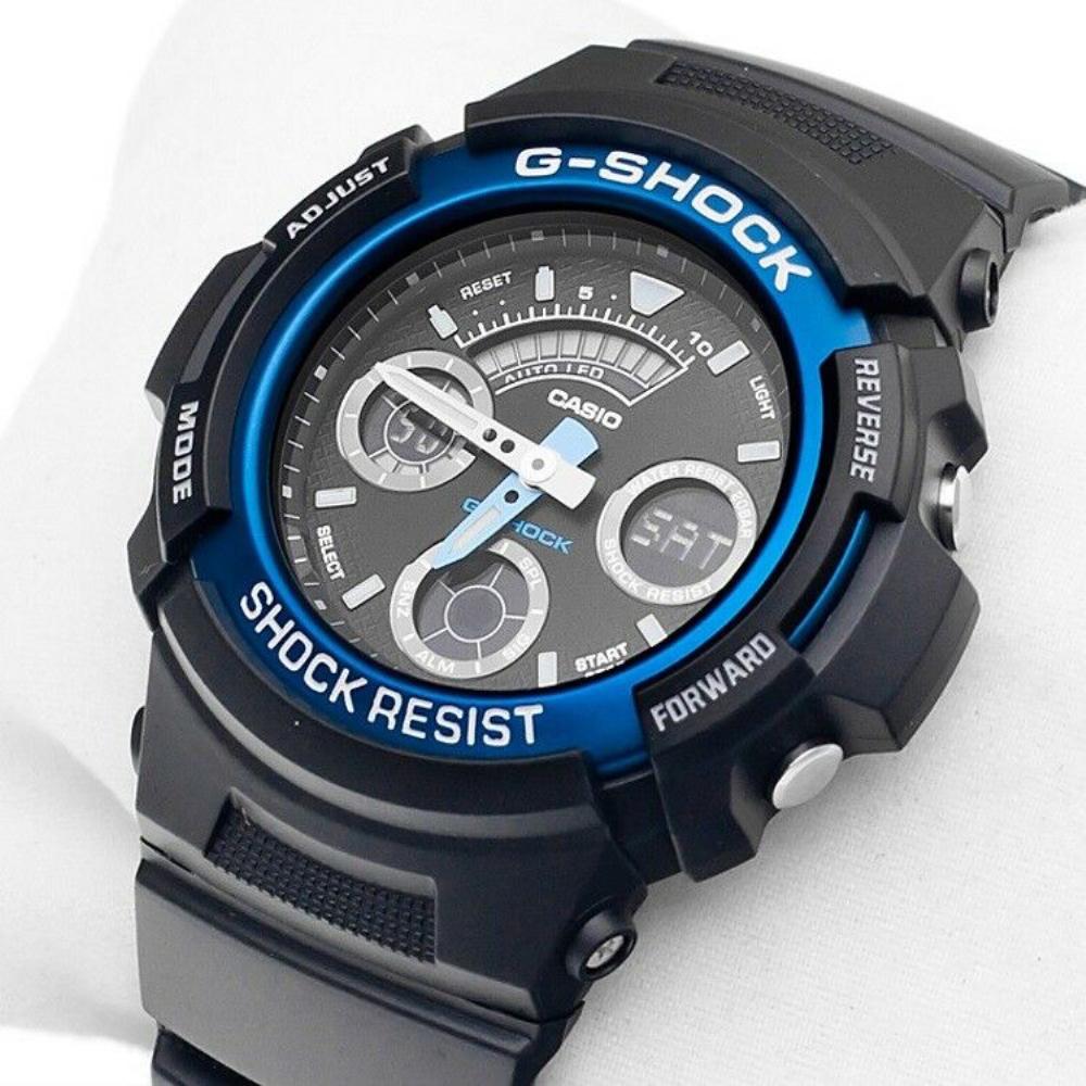 CASIO G-Shock Digital Quartz Black Resin Mens Watch - AW-591-2ADR | Time Watch Specialists