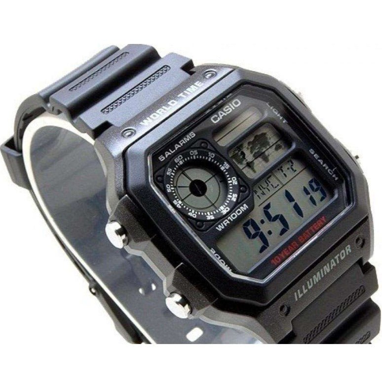 Casio Illuminator All Black Digital Men's Watch | AE - 1200WH - 1AVDF | TIME Watches
